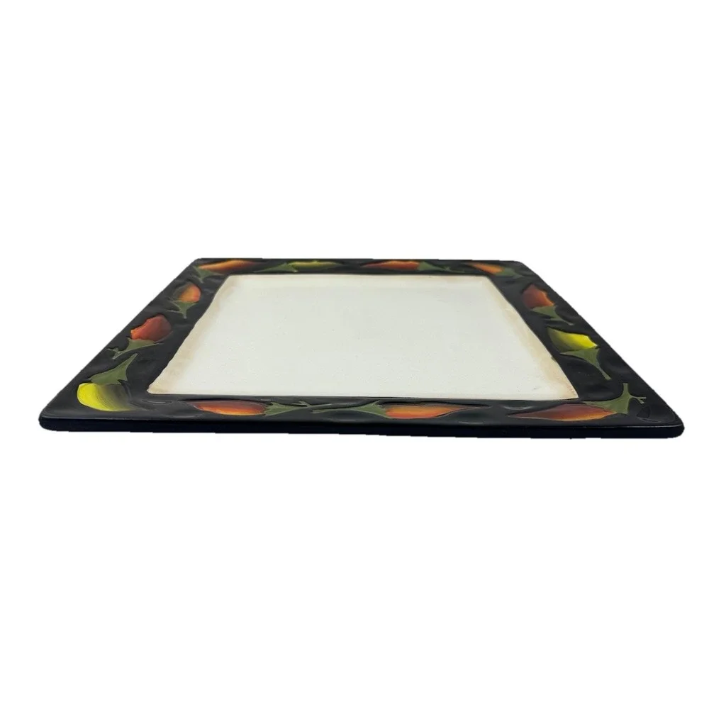 Clay Art Cayenne Chili Pepper Square Serving Dish 11
